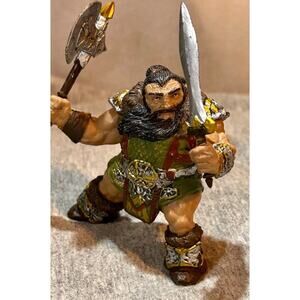 Papo DWARF WARRIOR w/GIANT AXE & SWORD 2014 Adventure Figure Fantasy